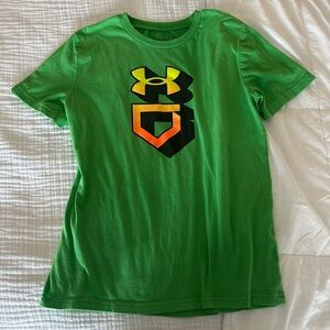 Boys Under Armour Baseball Gradient Icons T-Shirt Green Loose Fit Youth Large